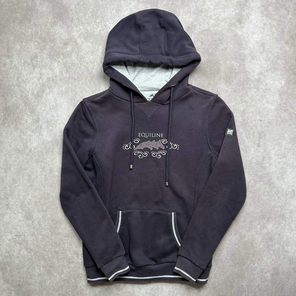 Equiline Equestrian Life Hoodie Pullover Navy Blue Size SM Italy Contemporary
